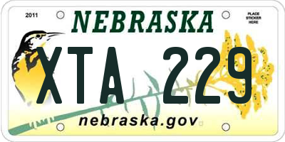NE license plate XTA229