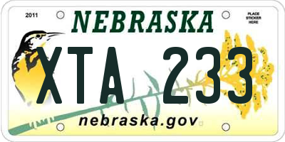 NE license plate XTA233