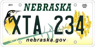 NE license plate XTA234