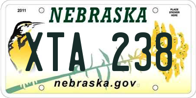 NE license plate XTA238