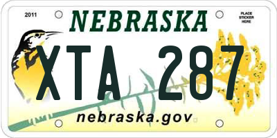 NE license plate XTA287