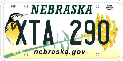 NE license plate XTA290