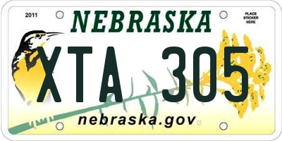 NE license plate XTA305