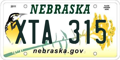 NE license plate XTA315