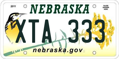 NE license plate XTA333