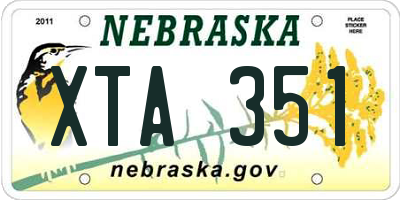 NE license plate XTA351
