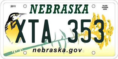 NE license plate XTA353