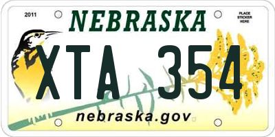 NE license plate XTA354