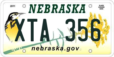 NE license plate XTA356