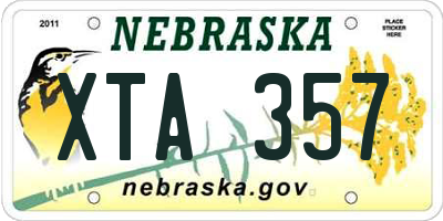 NE license plate XTA357