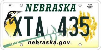 NE license plate XTA435