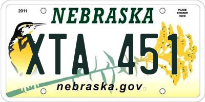 NE license plate XTA451