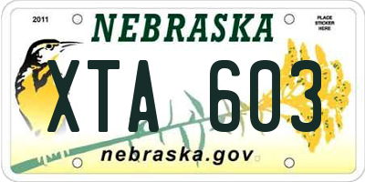 NE license plate XTA603