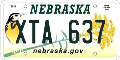 NE license plate XTA637