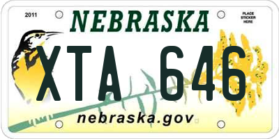 NE license plate XTA646