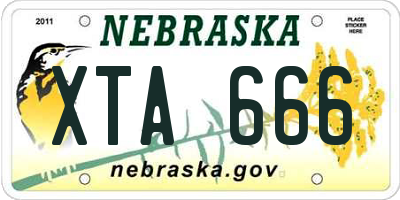 NE license plate XTA666