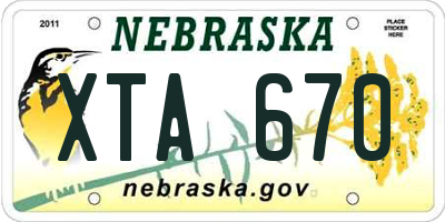 NE license plate XTA670