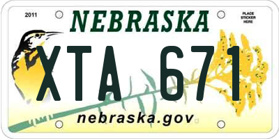 NE license plate XTA671