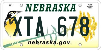 NE license plate XTA678