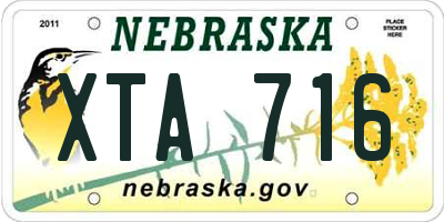 NE license plate XTA716