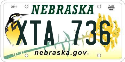 NE license plate XTA736