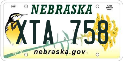 NE license plate XTA758