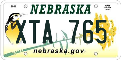 NE license plate XTA765
