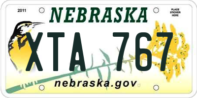 NE license plate XTA767
