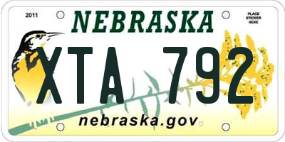 NE license plate XTA792