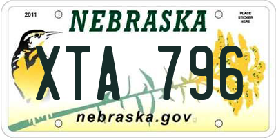 NE license plate XTA796