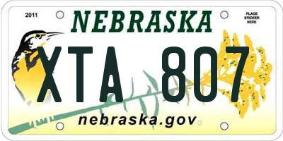 NE license plate XTA807