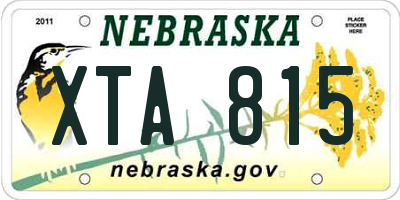 NE license plate XTA815