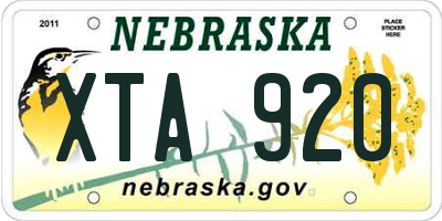 NE license plate XTA920