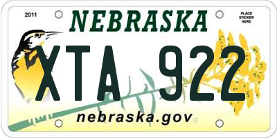 NE license plate XTA922