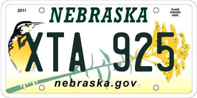 NE license plate XTA925
