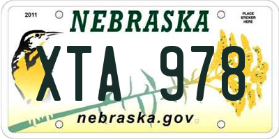 NE license plate XTA978