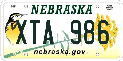 NE license plate XTA986