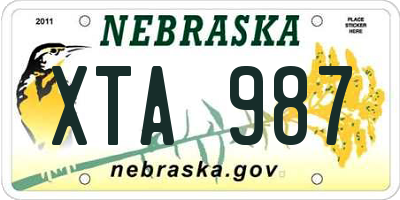NE license plate XTA987