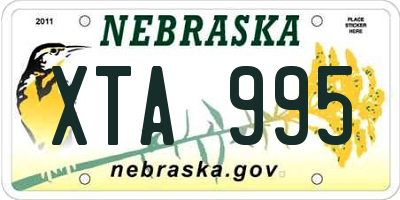 NE license plate XTA995