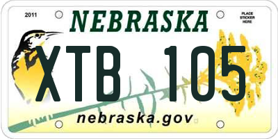 NE license plate XTB105