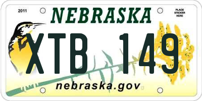 NE license plate XTB149