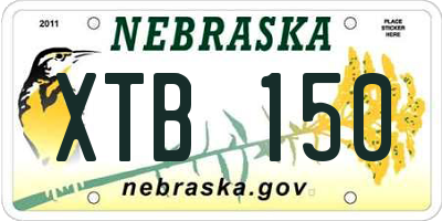 NE license plate XTB150