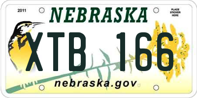 NE license plate XTB166