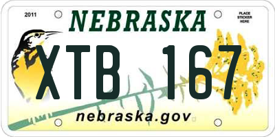 NE license plate XTB167