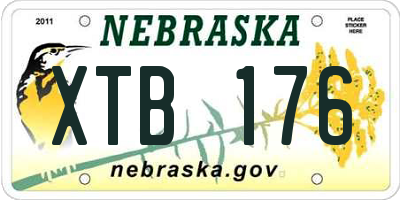 NE license plate XTB176