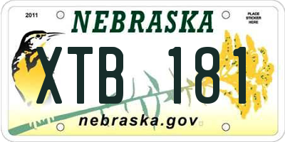 NE license plate XTB181
