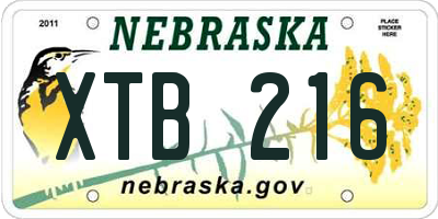 NE license plate XTB216