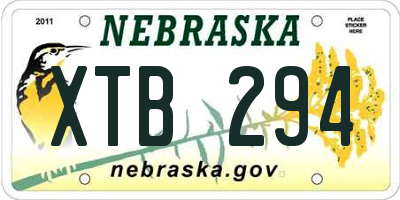 NE license plate XTB294
