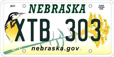 NE license plate XTB303