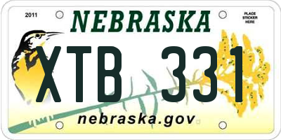 NE license plate XTB331